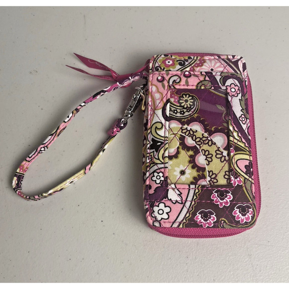 Vera Bradley Pink Wallet Very Berry Paisley All In One Wristlet ID Retired NWOT - Picture 3 of 12